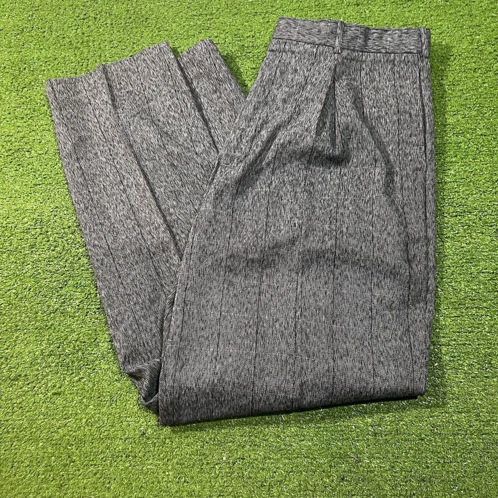 Vintage Pleated Slacks 34 X 30 Heather Grey Black Pinstripe Check 90s J. Rigging